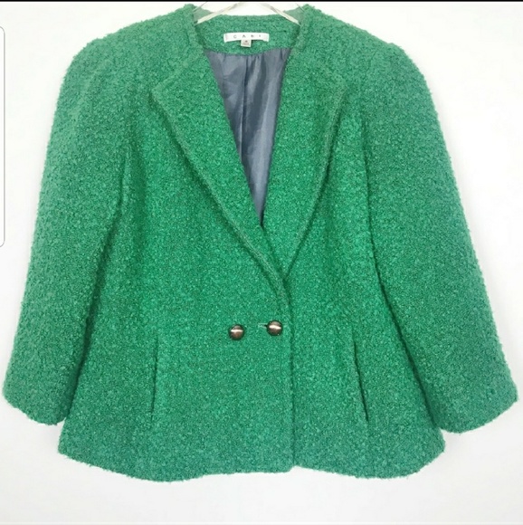 CAbi Ivy Cropped Wool Blazer - Green - Picture 2 of 4